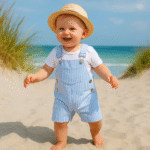 Combinaison pour bébé salopette rayée - Romper décontracté – Image 6