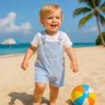 Combinaison pour bébé salopette rayée - Romper décontracté – Image 4