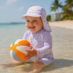 Combinaison pour bébé anti UV avec motifs violets – Image 7