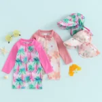 Combinaison anti UV pour bébé fille motifs tropicaux – Image 2