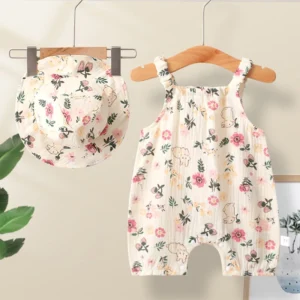 Combinaison pour bébé fille - Body mignon col carré sans manches