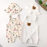 Combinaison pour bébé fille - Body mignon col carré sans manches – Image 3
