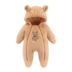 Combinaison pour bébé à capuche avec oreilles d'ourson - Barboteuse animée douce – Image 4