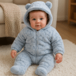 Combinaison pour bébé polaire à capuche avec oreilles - Barboteuse chaude étoiles – Image 4